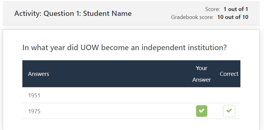 Moodle - Gradebook - H5P Activity - Interactions Report